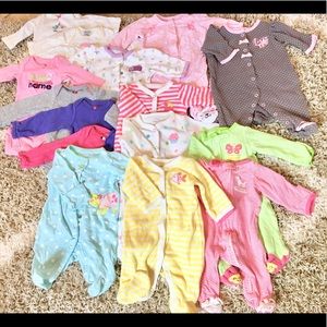 Newborn long sleeve one piece, leggings, cardigans